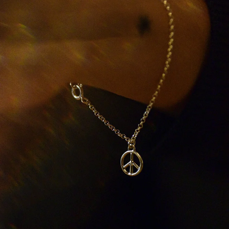 Peace Sign No.1 Charm Bracelet Silver or Bronze