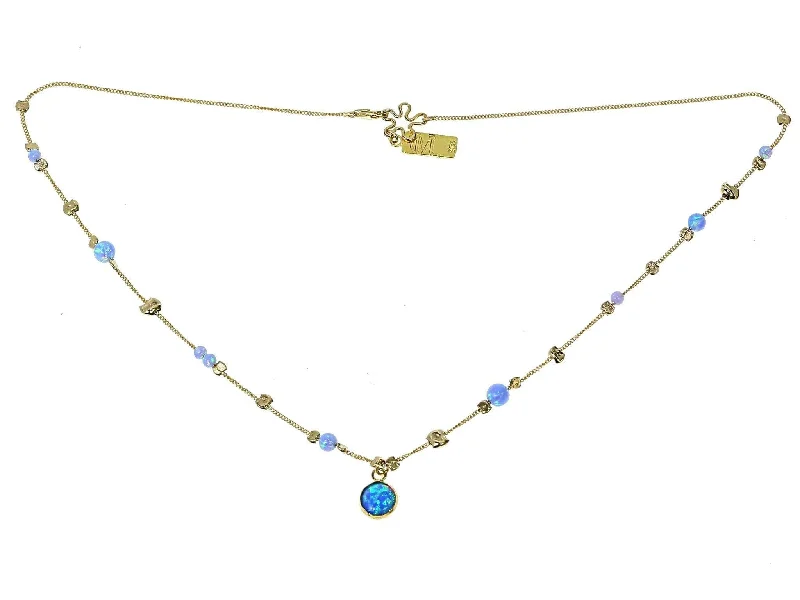 Ladies necklaces personalized-14k Rolled Gold and Opal Stones Necklace