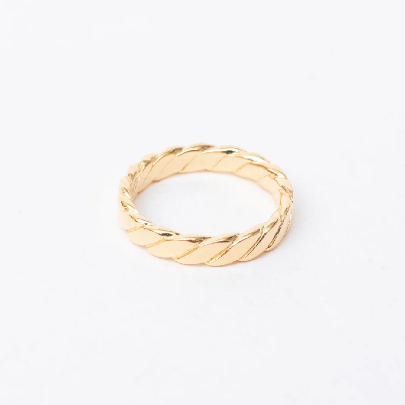 Ladies rings handmade pieces-Gold Vermeil Flat Braided Band Ring