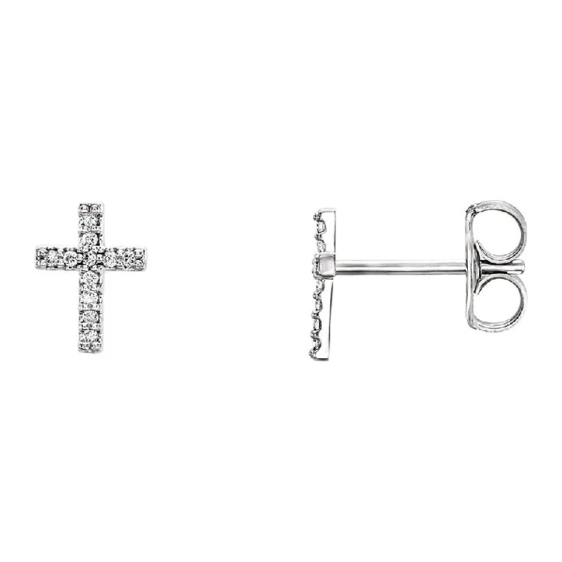 Ladies earrings e-commerce finds-7 x 9mm 14k White Gold 1/10 CTW (G-H, I1) Diamond Tiny Cross Earrings