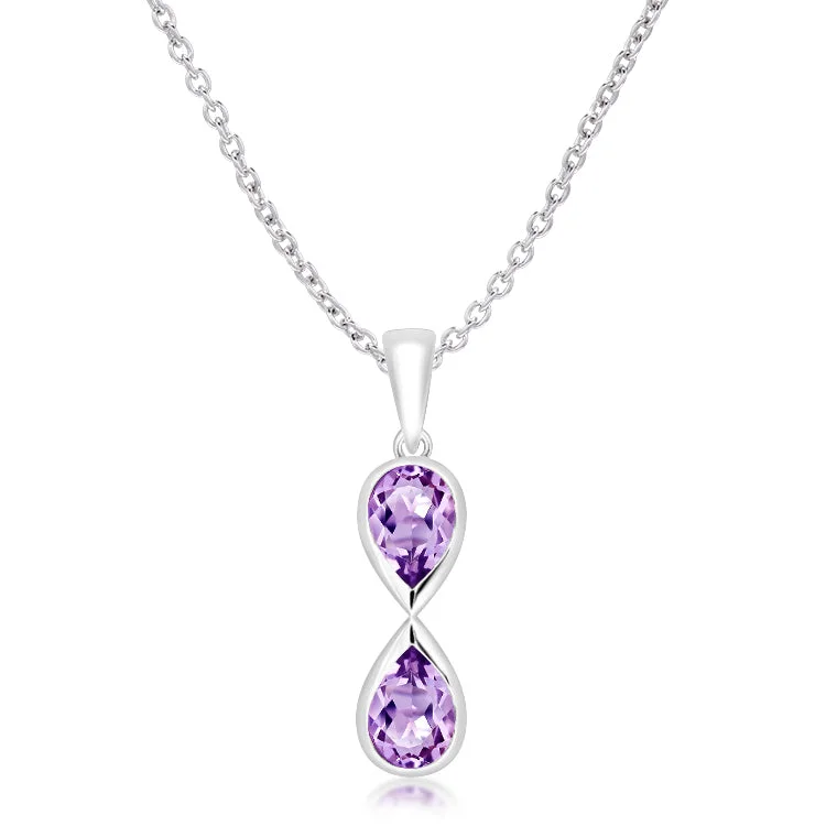 Ladies necklaces delicate looks-Unique & Co Sterling Silver Amethyst Pendant Necklace