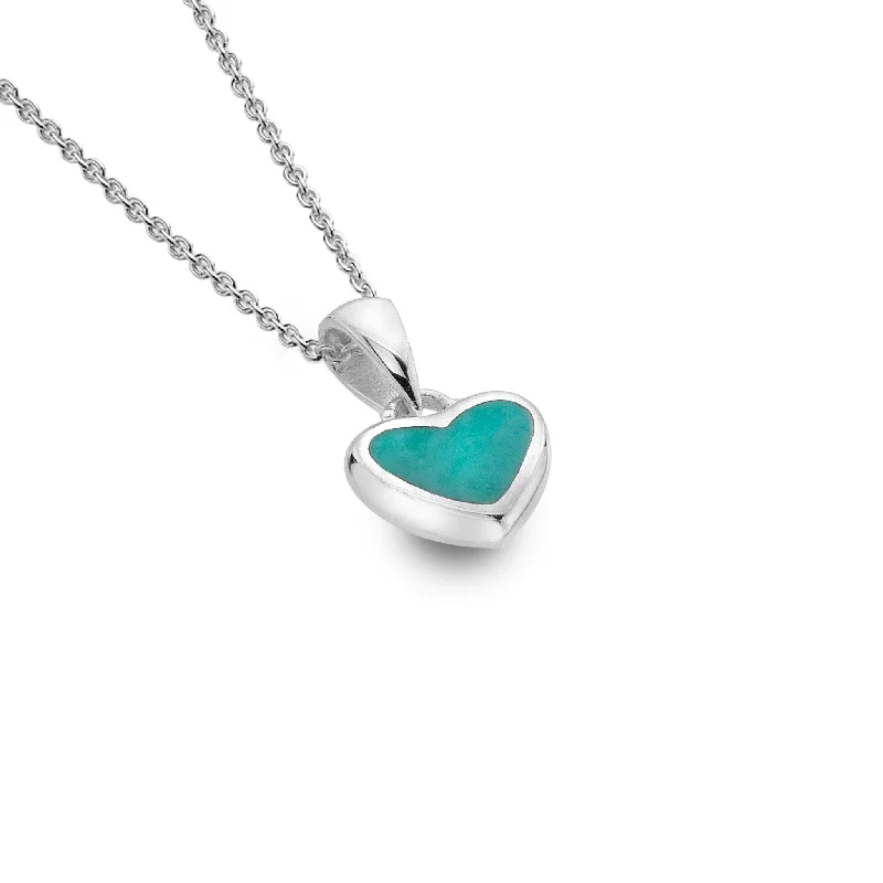 Ladies necklaces light luxury-Sea Gems Silver and Turquoise Heart Necklace