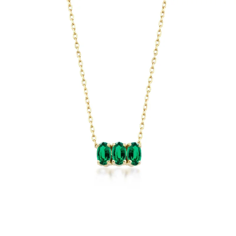 Ladies necklaces European designs-GFG Jewellery Dumon Emerald Necklace - 18ct Gold