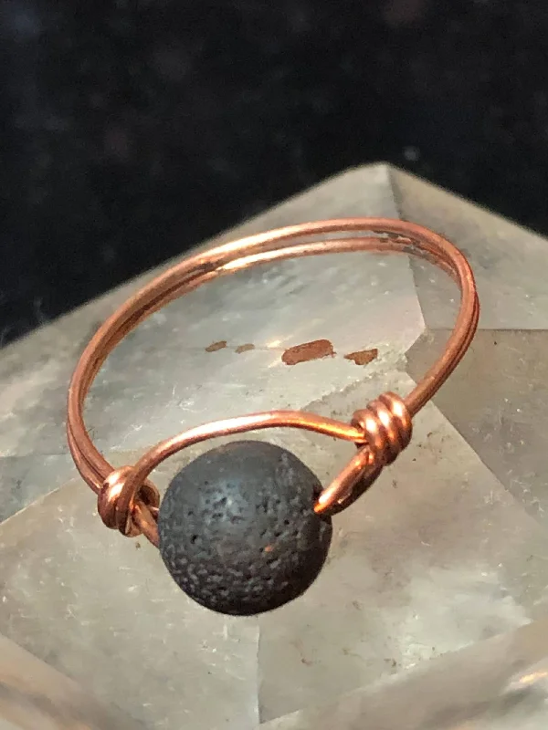 Ladies rings size guide-Lava Rock Copper Bead Ring