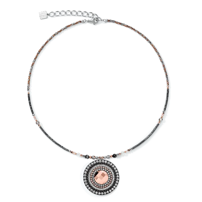 Ladies necklaces Christmas designs-Coeur De Lion Grey-Crystal Striped Onyx & Swarovski® Crystals Amulet Necklace