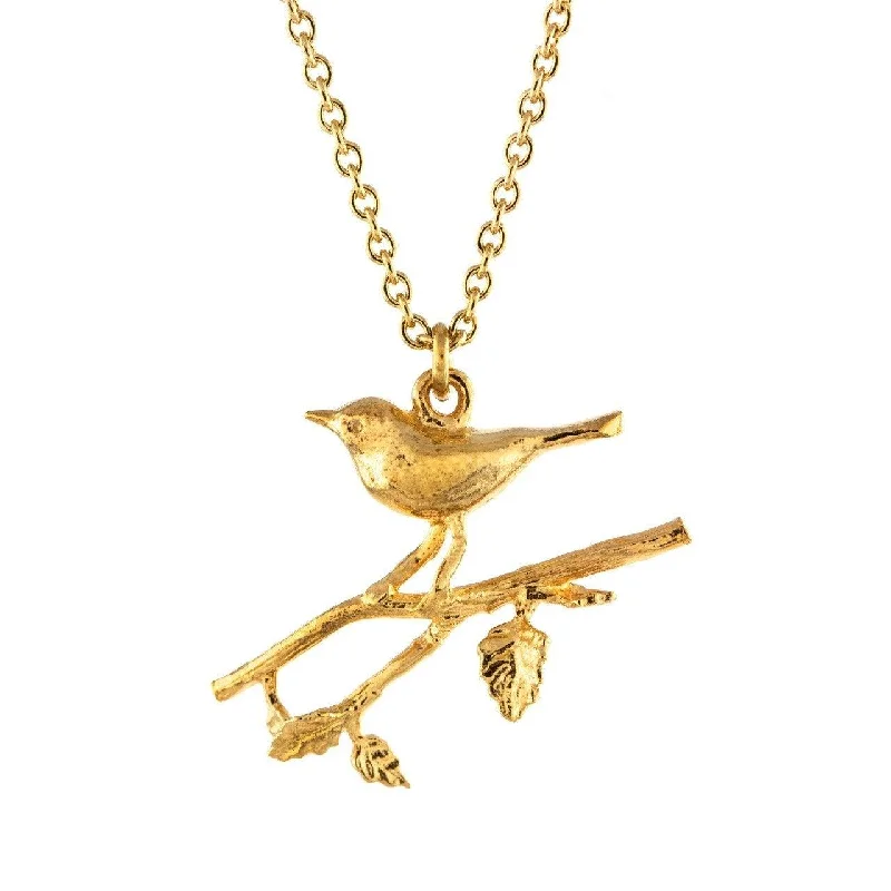 Ladies necklaces elegant designs-Alex Monroe Single Warbler on a Branch Necklace