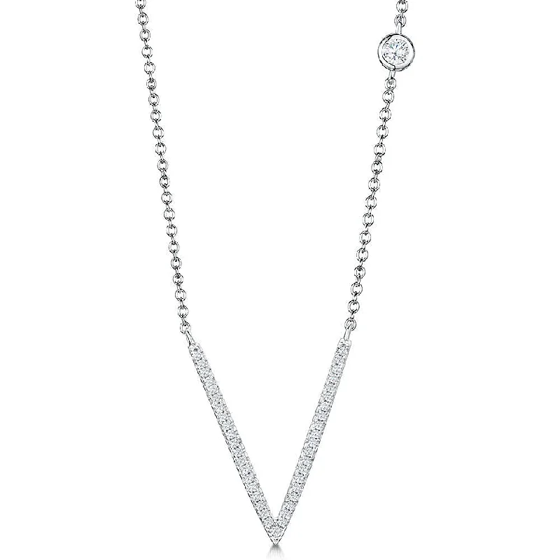 Ladies necklaces gift choices-Jools Sterling Silver V-Shaped Necklace