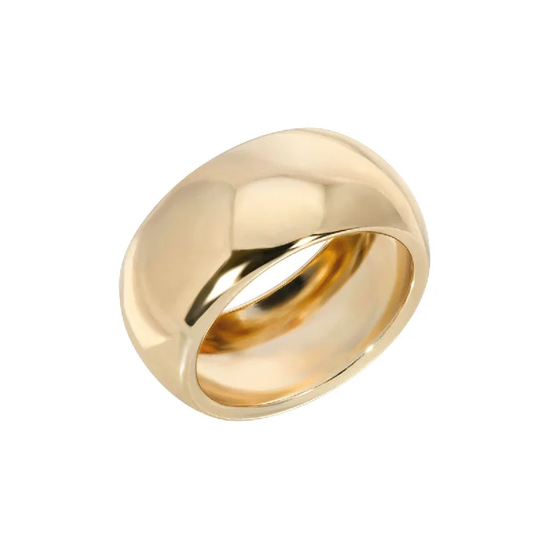 Ladies rings natural stones-Gold Plated Domed Ring