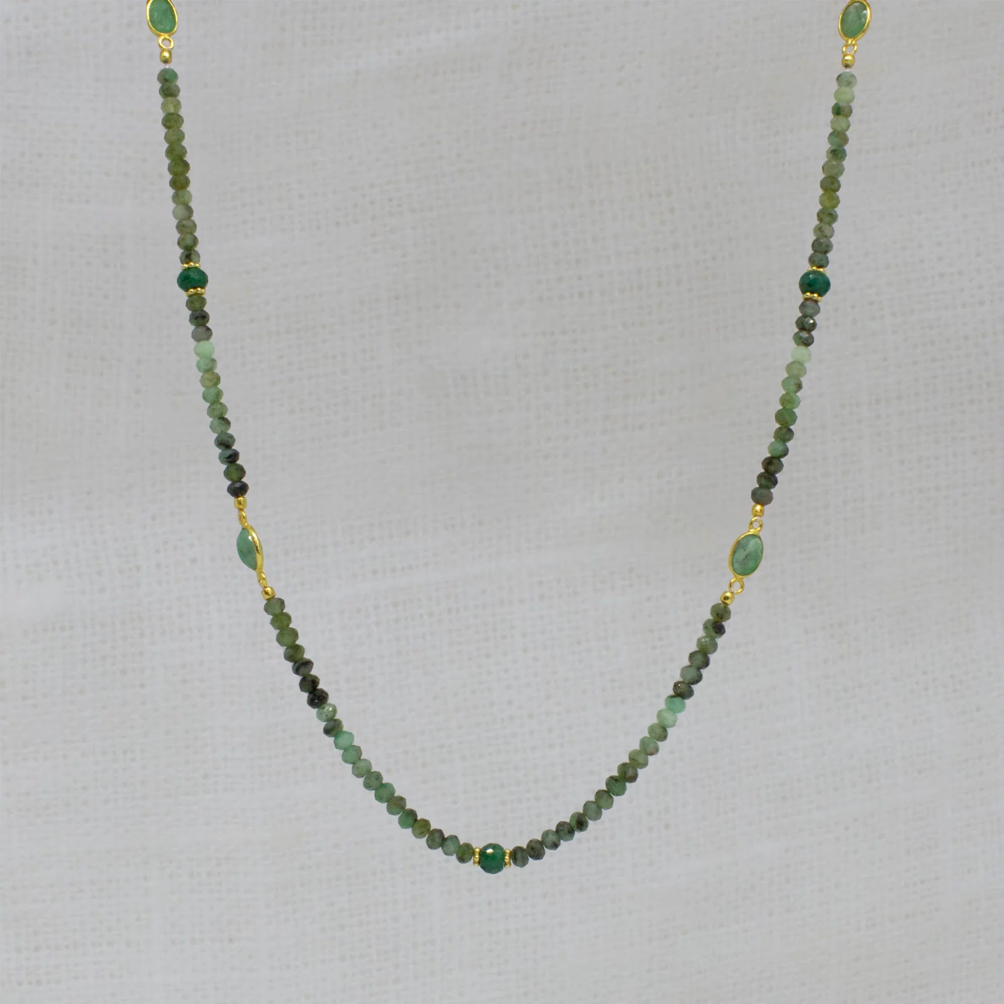 Ladies necklaces e-commerce finds-Gold and Emerald Beaded Necklace