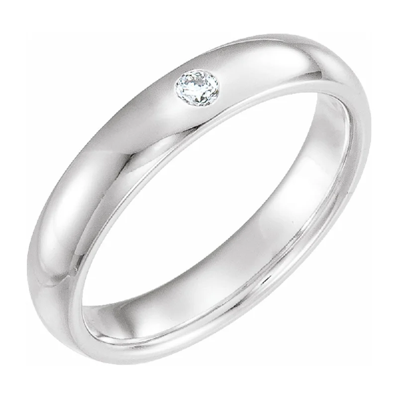 Ladies rings sister sets-4mm 14k White Gold .06 CT Diamond Half Round Comfort Fit Band