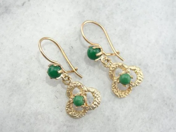 Ladies earrings budget finds-Gold Love Knot and Green Turquoise Drop Earrings