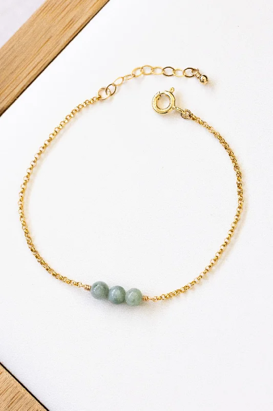 Ladies bracelets modern designs-Triple Jade Mini Rolo Bracelet