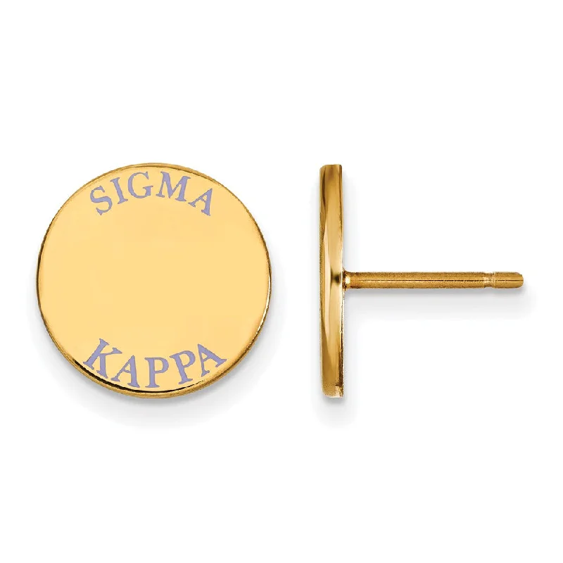 Ladies earrings stud styles-14K Plated Silver Sigma Kappa Purple Enamel Post Earrings