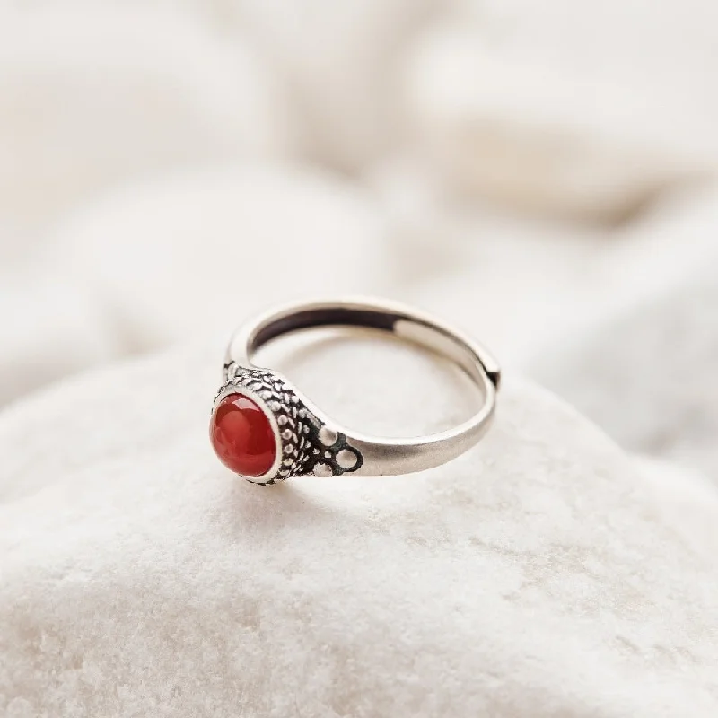 Ladies rings sapphire stones-Cherry Crimson Carnelian Ring