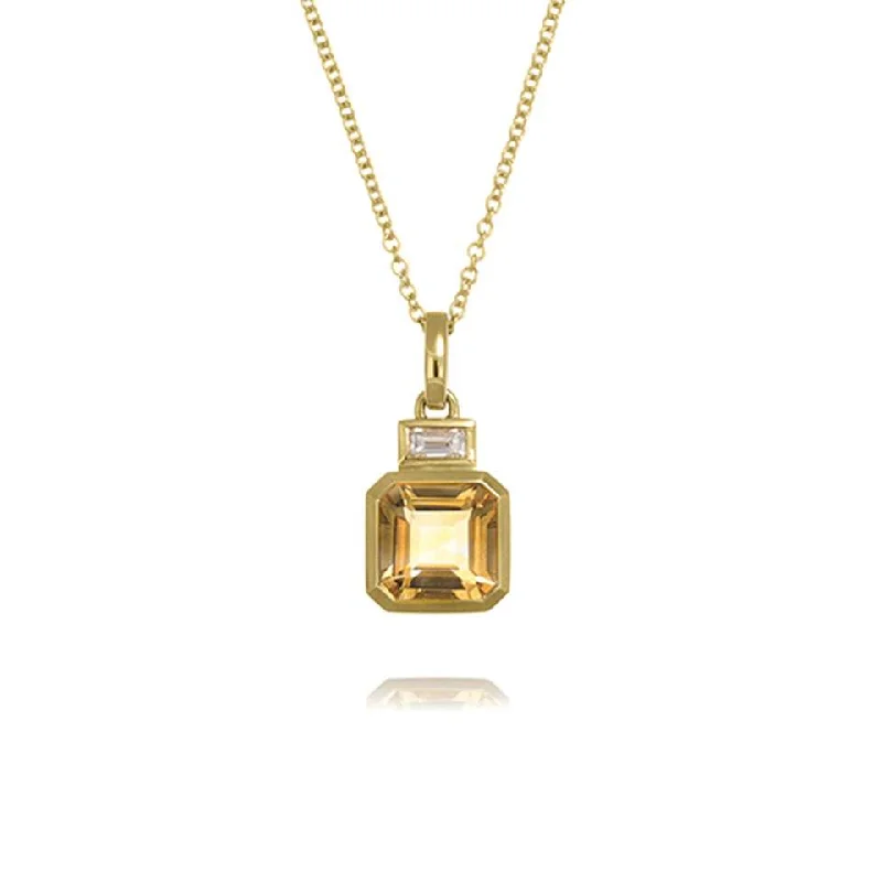 Ladies necklaces celebrity looks-18ct Gold Diamond and Citrine Pendant Necklace