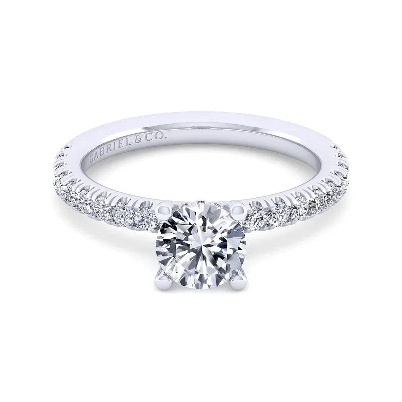 Ladies wedding rings wide designs-Ulani - 14K White Gold Round Diamond Engagement Ring (Setting Only)