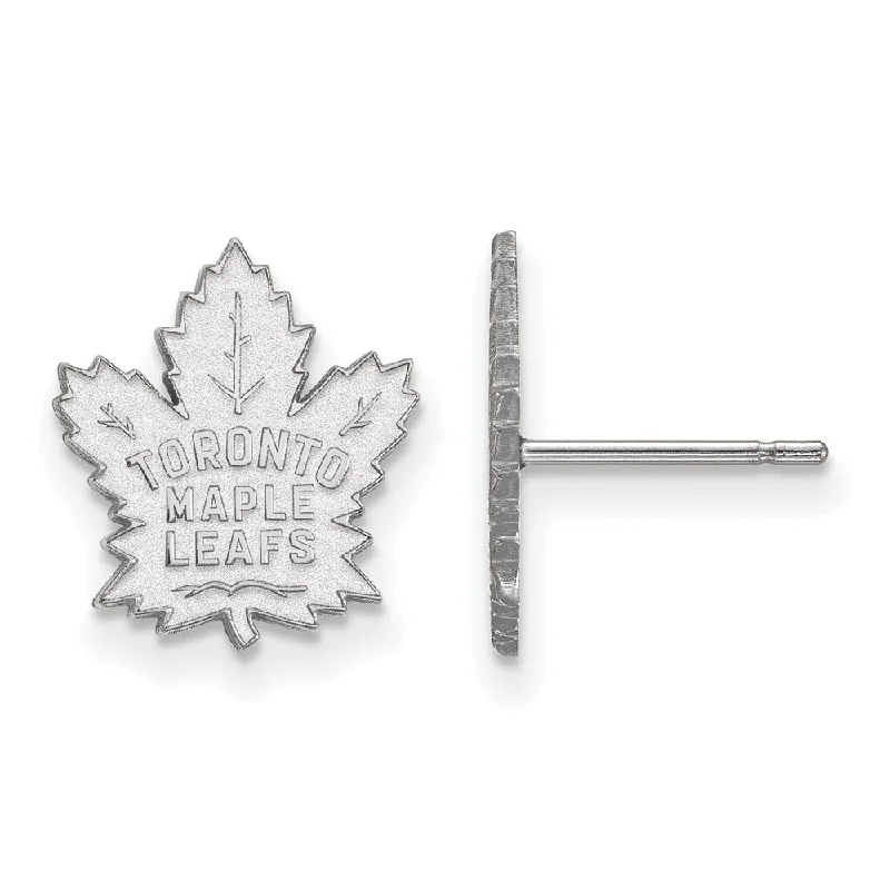 Ladies earrings office wear-Sterling Silver NHL Toronto Maple Leafs Small Post Earrings