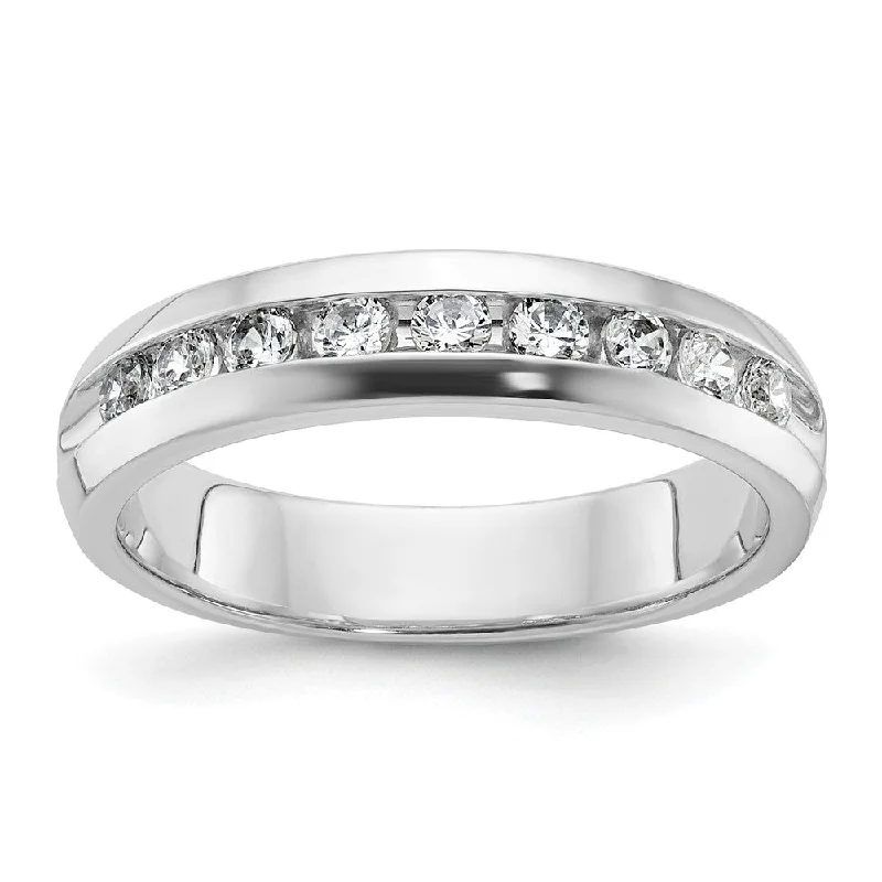 Ladies rings sapphire stones-5.25mm 14K White Gold 9-Stone 1/2 Ctw Lab Created Diamond Band