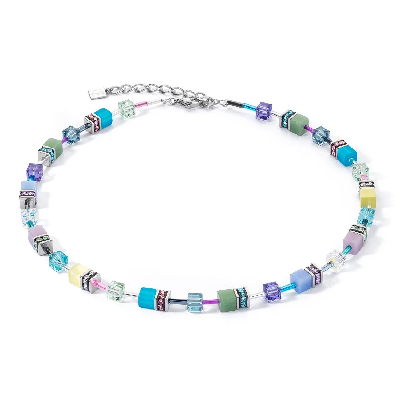 Ladies necklaces party styles-Coeur De Lion GeoCUBE® Iconic Silver Pastels Necklace