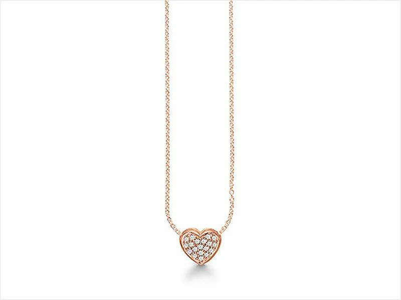 Ladies necklaces light luxury-Story Necklace - Pave CZ Heart