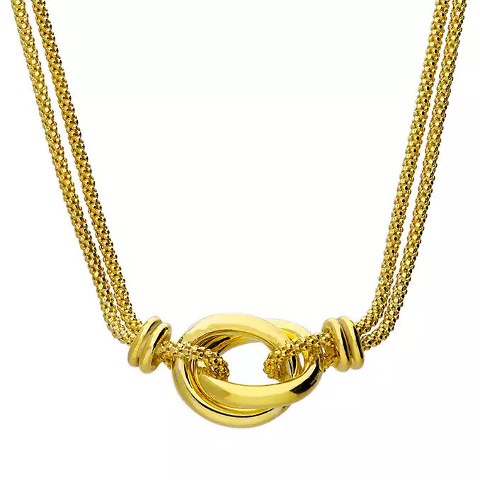 Ladies necklaces proposal gifts-18ct Gold Plated Silver Entwined Knotted Rings Necklace