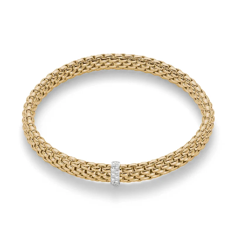 Ladies bracelets buying tips-Vendome 18ct Yellow Gold Bracelet With White Gold Diamond Set Rondel