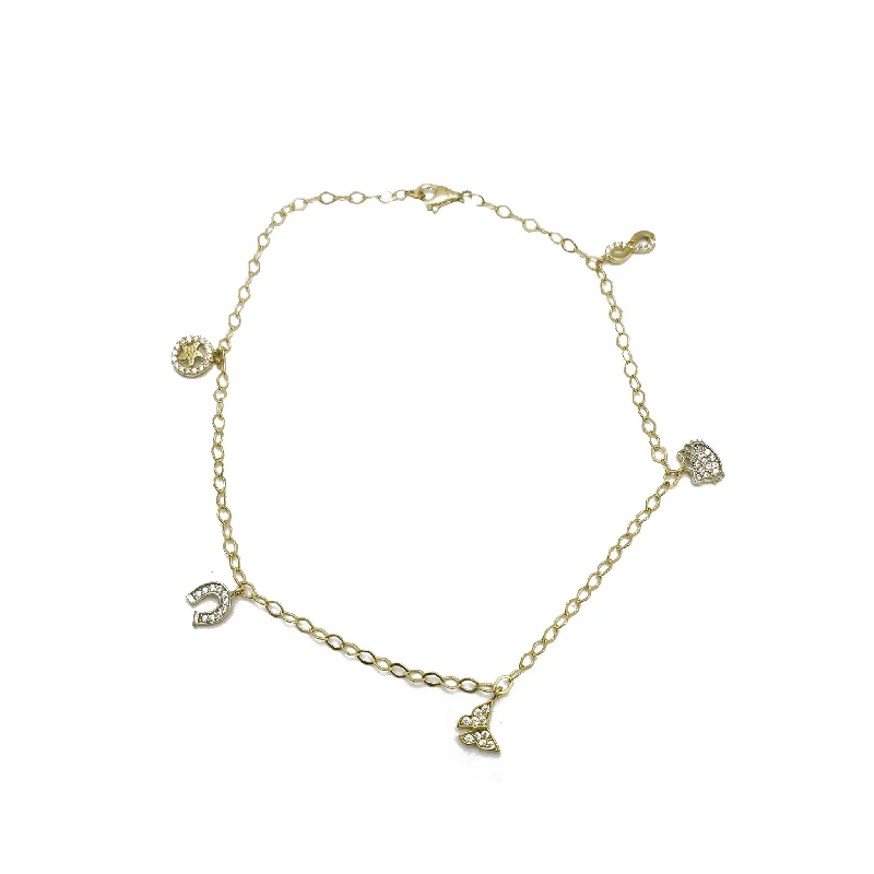 Ladies bracelets luxury picks-Lovely Charm Anklet Bracelet (14K)