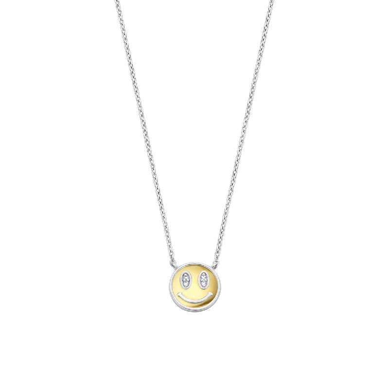 Ladies necklaces social trends-Ti Sento Silver and Gold Smiley Necklace