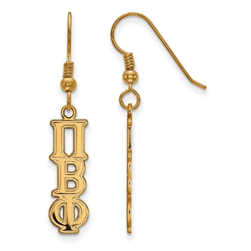 Ladies earrings titanium options-14K Plated Silver Pi Beta Phi Dangle Small Earrings