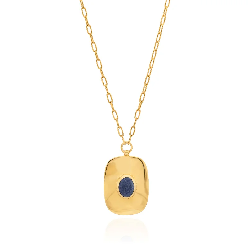 Ladies necklaces customer reviews-Anna Beck Gold Wavy Dumortierite Necklace