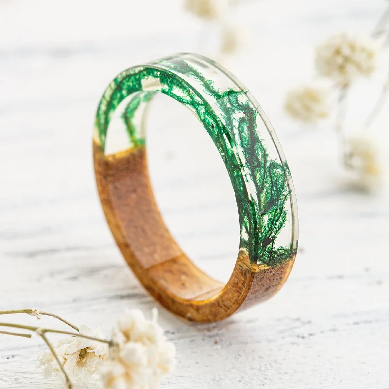 Ladies rings handmade pieces-Forest Soul Resin Ring