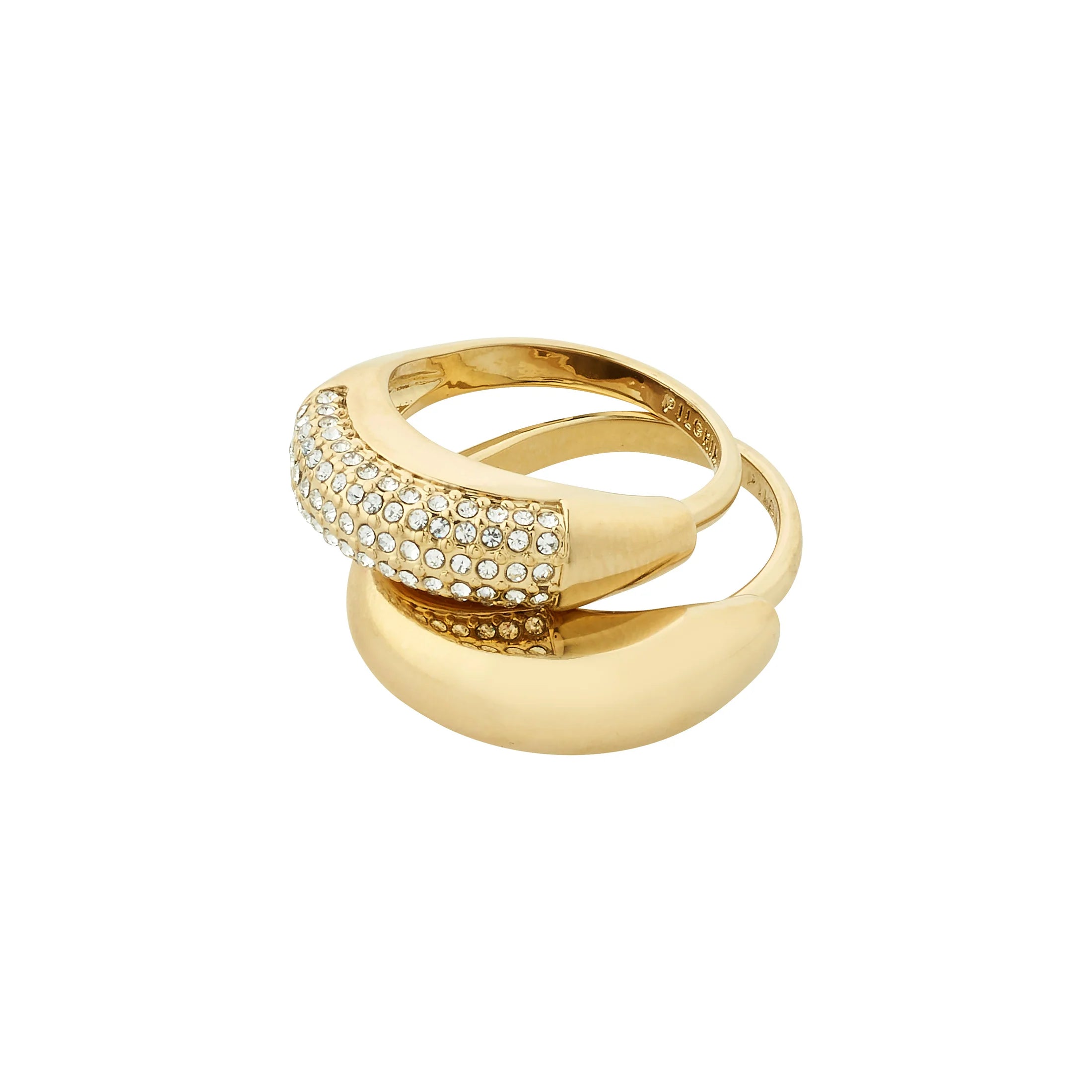 Ladies rings stylish trends-Learn Gold Plated Crystal Ring Set