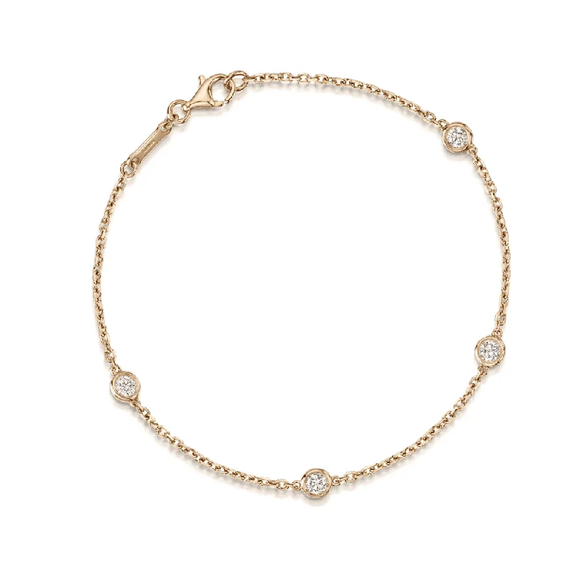 Ladies bracelets daily essentials-18ct Rose Gold Fine Chain Link Round Brilliant Cut Diamond Bracelet