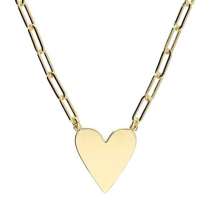 Ladies necklaces top brands-Gold Chain Link Heart Necklace