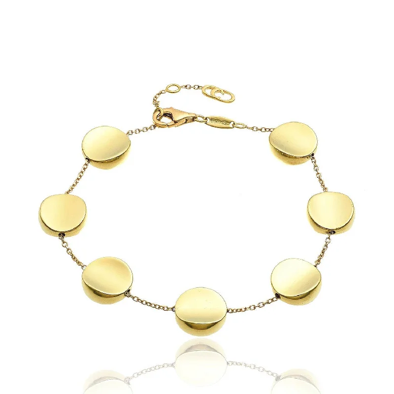 Ladies bracelets sterling silver-Armillas Glow 18ct Yellow Gold Flat Large Circle Bracelet