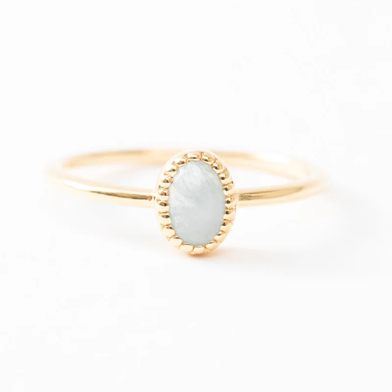 Ladies rings jade accents-Gold Vermeil Oval Cabachon Aquamarine Ring