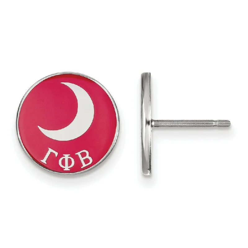 Ladies earrings luxurious designs-Sterling Silver Gamma Phi Beta Enamel Moon Post Earrings