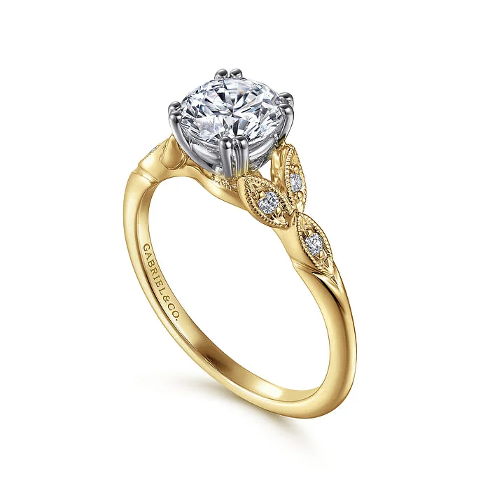 Ladies wedding rings pave settings-Celia - 14K White-Yellow Gold Round Diamond Engagement Ring (setting only)