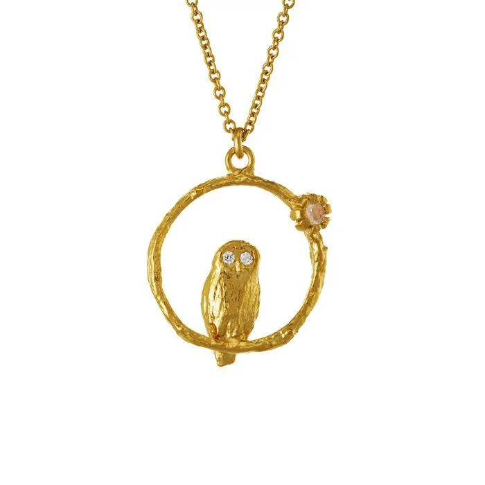 Ladies necklaces buying tips-Alex Monroe Owl And Moonstone Necklace