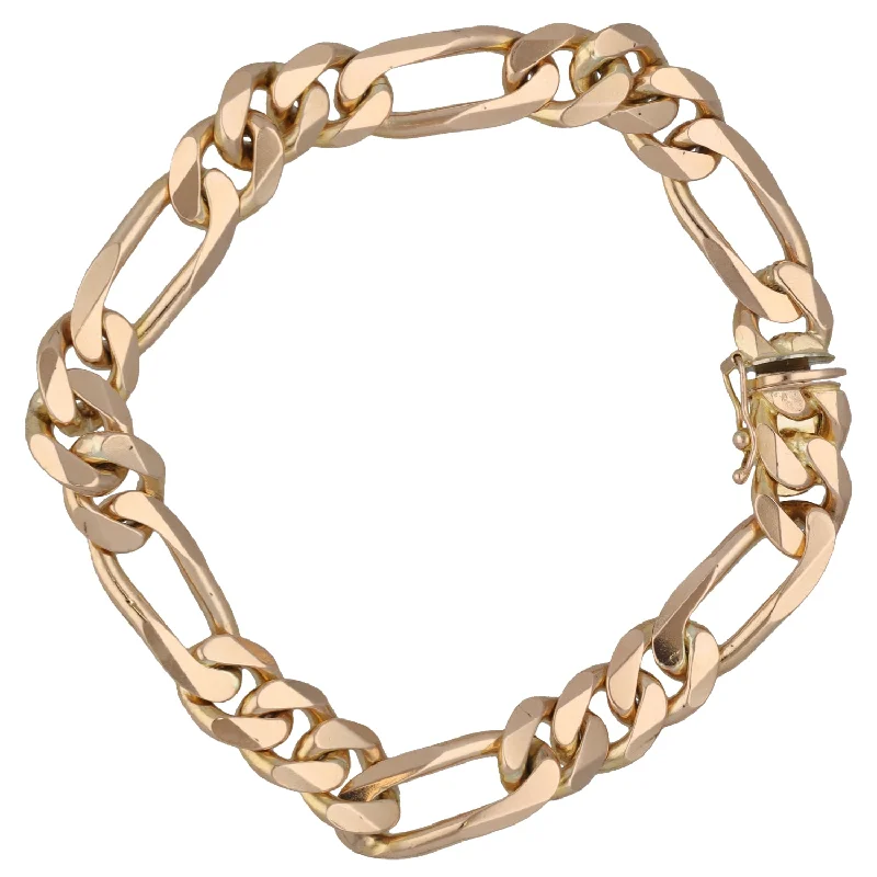 Ladies bracelets sister sets-9ct Rose Gold Figaro Bracelet