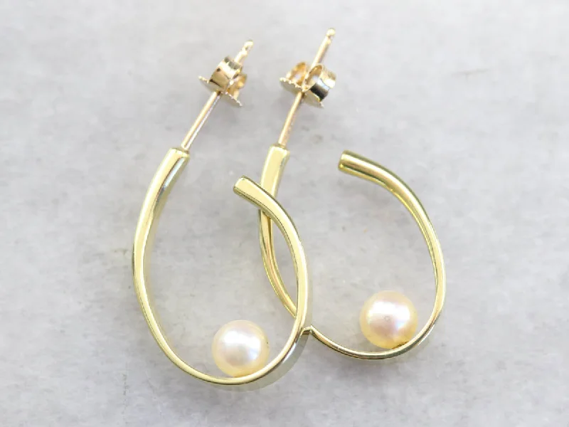 Ladies earrings Mother’s Day-Modernist Pearl Hoop Earrings