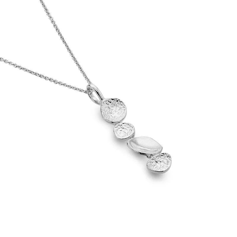 Ladies necklaces floral designs-Sterling Silver Coastal Pebbles Pendant Necklace