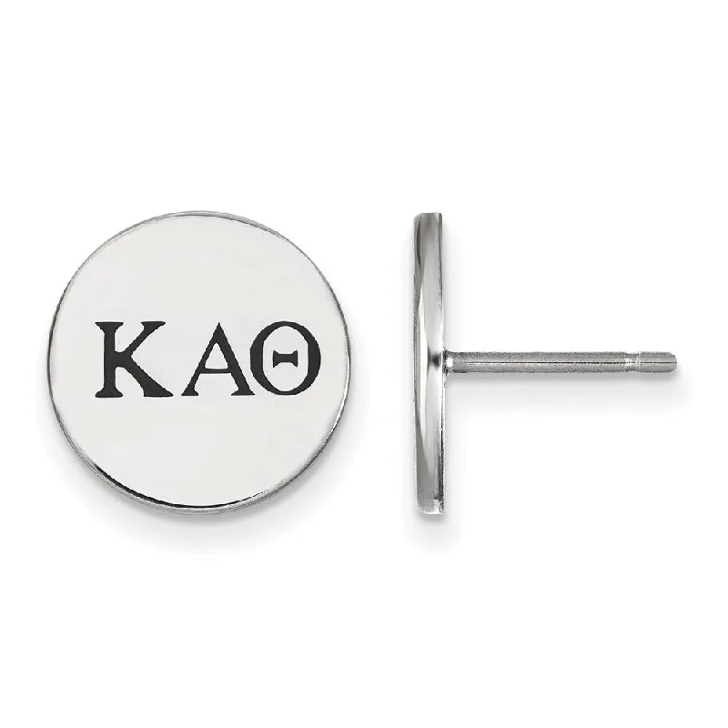 Ladies earrings custom styles-Sterling Silver Kappa Alpha Theta Enamel Greek Letters Post Earrings