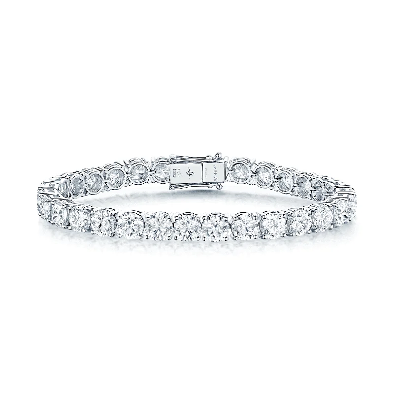 Ladies bracelets minimalist trends-18ct White Gold Round Brilliant Cut Diamond Claw Set Tennis Bracelet