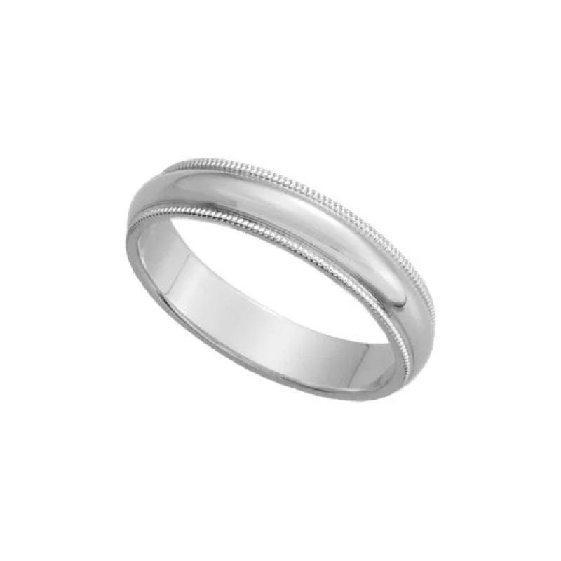 Ladies rings proposal gifts-4mm Milgrain Edge Domed Band in Platinum