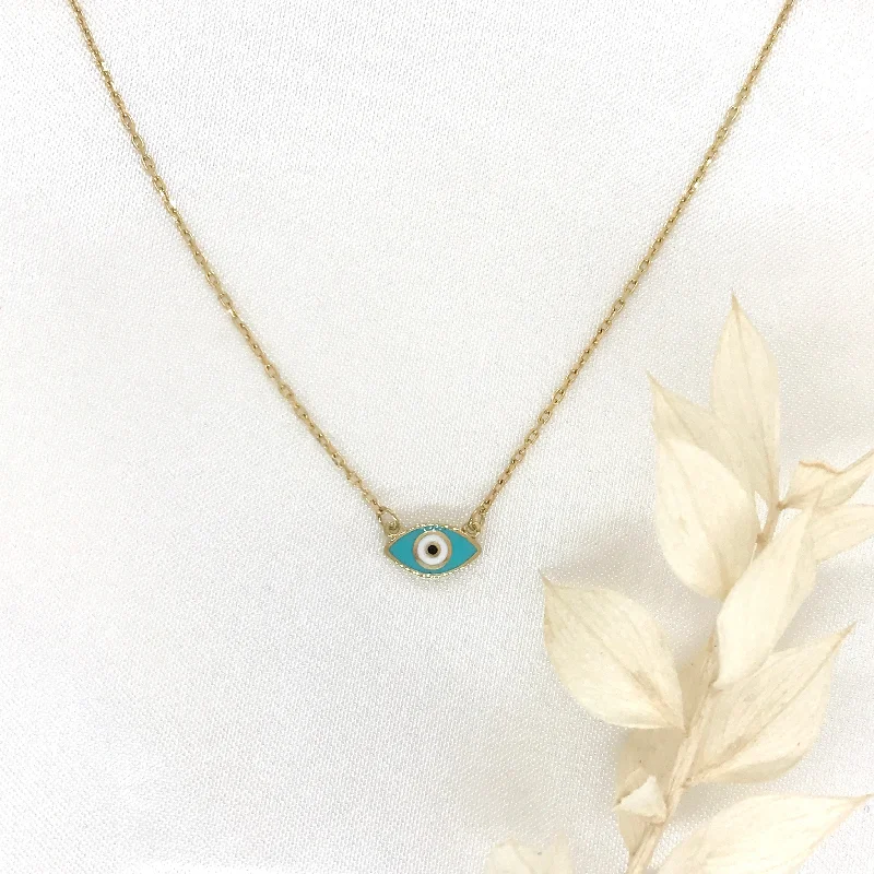 Ladies necklaces mature styles-10k Yellow Gold Evil Eye Necklace