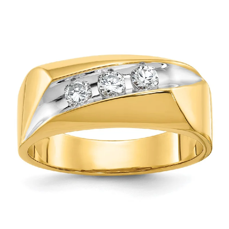 Ladies rings best brands-8.5mm 14K Yellow Gold & White Rhodium 1/3 Ctw Diamond Tapered Band