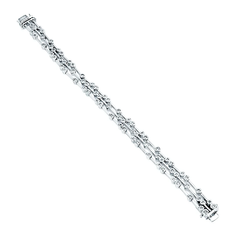 Ladies bracelets gold-plated-18ct White Gold Triple Row Diamond Bracelet