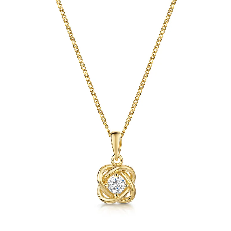 Ladies necklaces customer reviews-Jools Gold Vermeil Cubic Zirconia Knot Pendant Necklace