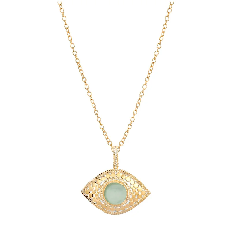 Ladies necklaces daily essentials-Anna Beck Gold Evil Eye Green Quartz Necklace